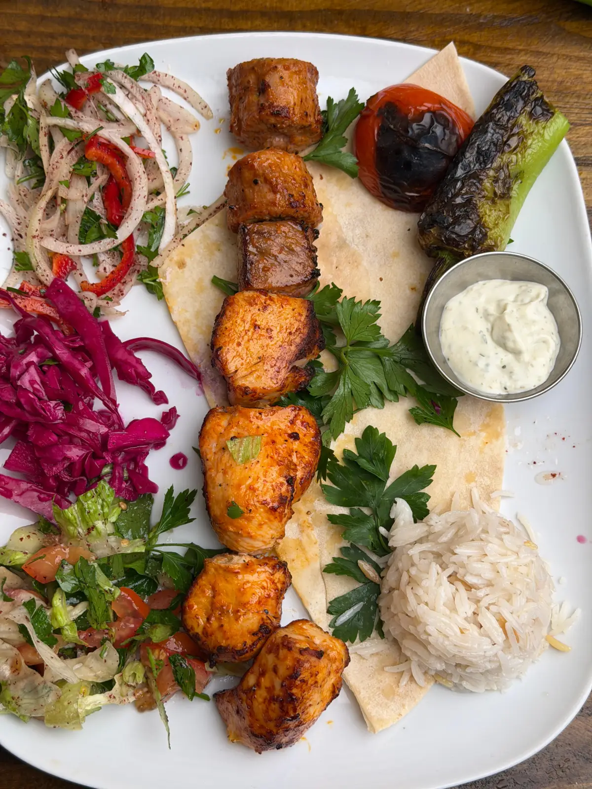 Mixed kebab served at Stavs Kebab House Restaurant in Boness